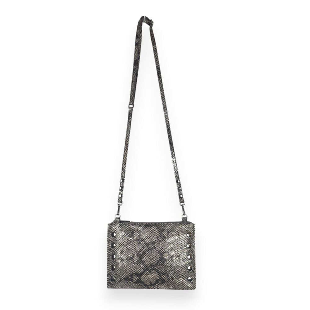 Hammitt Python Embossed Crossbody Clutch Silver Studded Small EUC+ - Picture 9 of 16